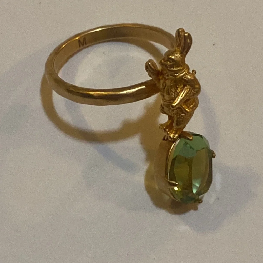 Dior Dream Ring size M Gold Finish Metal With Green Crystal - Picture 6 of 8